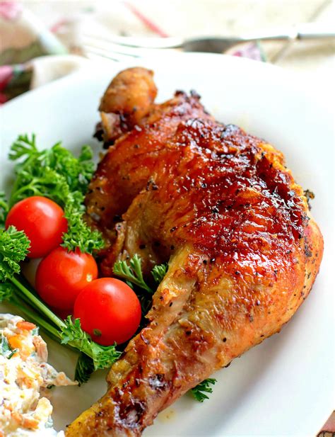 Barbecued Chicken Leg Quarters - Chicken leg quarters are soaked in a ...