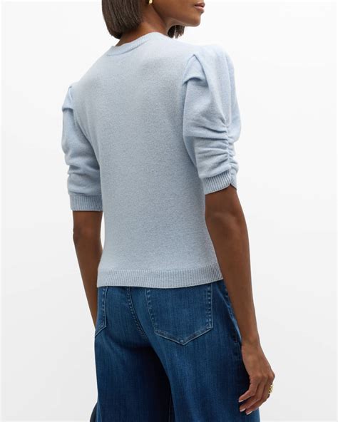 FRAME Ruched Cashmere-Wool Sweater | Neiman Marcus