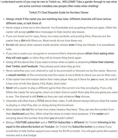 Guidelines for twitch etiquette | Etiquette, Twitch, Guidelines