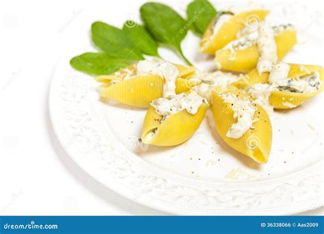Jumbo Shells pasta stock photo. Image of spinach, paste - 36338066