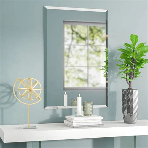 Frameless Rectangular Beveled Wall Mirror for Bathroom, Wall Mount Mir ...