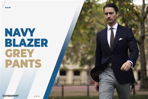 Navy blue blazer with gray pants deals