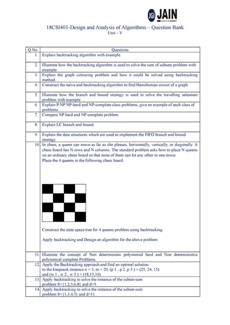 Final 18CSI401-DAA– Question Bank UNIT-5 - 18CSI401-Design and Analysis ...