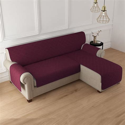 HOKIPO Quilted Reversible One Piece L Shape 4/5/6 Seater Sofa Cover Ma ...