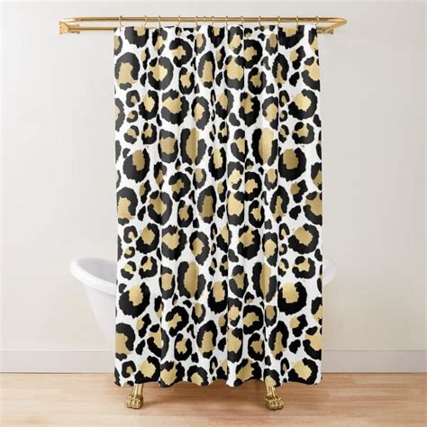 Leopard Print Shower Curtain Brown Bathroom Curtain Wild Safari Animal ...