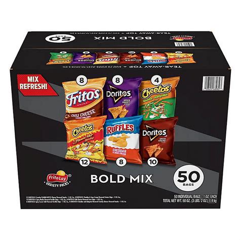 Frito-Lay Bold Mix Family Size Single Serve Bags, Variety Pack Chips ...