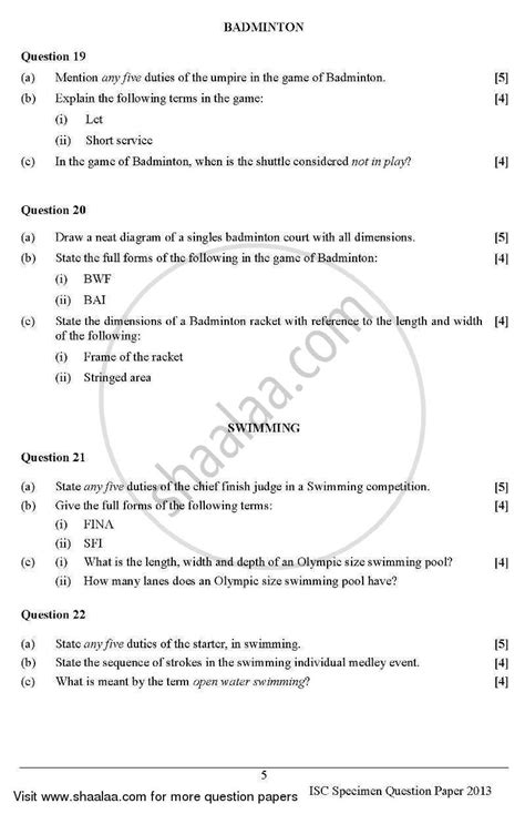 Physical Education (Theory) 2012-2013 (Science) ISC Class 12 question ...