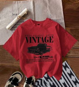 Jawdrobe Printed Women Round Neck Red T-Shirt - Buy Jawdrobe Printed ...