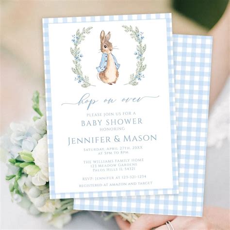 Peter rabbit baby shower invitations for boys – Artofit