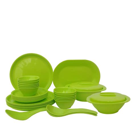 Incrizma Plastic Round Dinner Set , 32-Pieces, Lime Green : Amazon.in ...