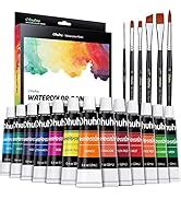 Ohuhu Acrylic Paint Tubes,24 Colours With 6 Brushes 12Ml Art Canvas ...