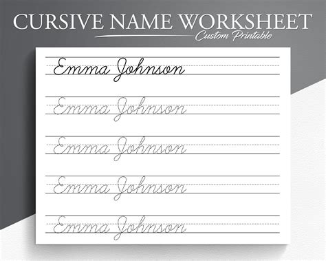 Personalized Cursive Name Tracing Sheet. Cursive Name Writing ...