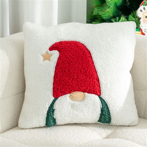 Lksixu Christmas Throw Pillow, 18x18 inch Square Fleece Faceless Gnome ...