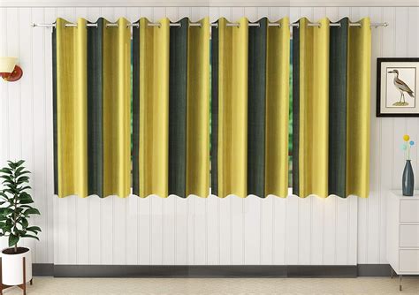 Buy Home Edge Polyester Solid Plain Green Window Curtains 5 Feet (Set ...