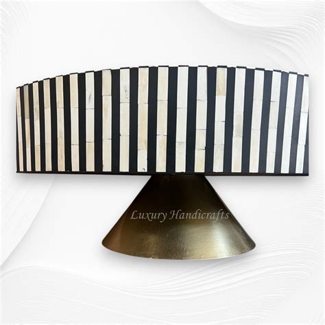 Bone Inlay Center Table Black Stripe Conical Base – Luxury Handicrafts