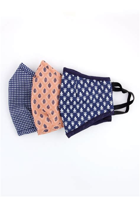Get Set of 3 Printed 3 Ply Mask- Dots & Floral Motif at ₹ 399 | LBB Shop