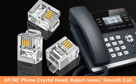 TECH-X 10pcs Telephone Plug 4 Pin RJ11 6P4C Modular Plug Telephone ...