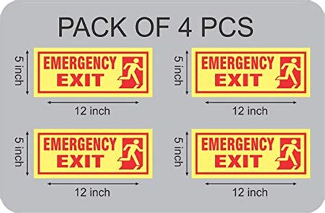Buy Designo India Glow in Dark Emergency Exit Symbol Sign Board Size ...