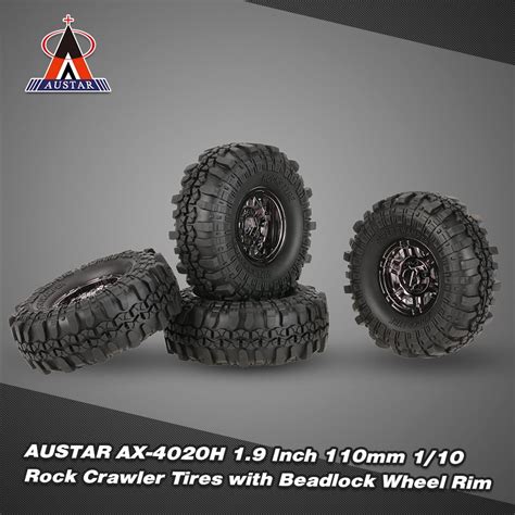 Buy 4Pcs 1.9 Inch 110mm 110 Rock Crawler Tires with Beadlock Wheel Rim ...