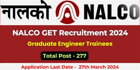 NALCO Graduate Engineer Trainee Recruitment 2024 - JharSewa