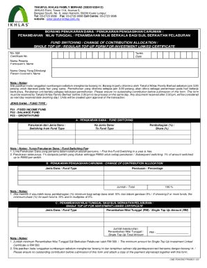 Fillable Online TAKAFUL IKHLAS FAMILY BERHAD (200201025412) Fax Email ...