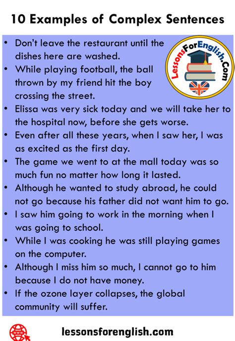 Complex Sentence Examples