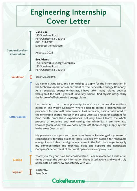 Image result for Cover Letter Examples Engineering Intern