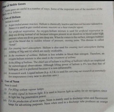 Application of all inert gases, and there chart - Brainly.in