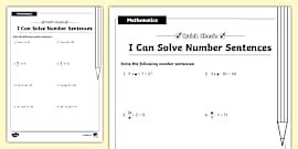 Match the Number Sentences Activity Sheet