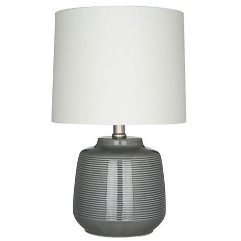 allen + roth 16-in Grey Line Glazed Table Lamp with Linen Shade in the ...