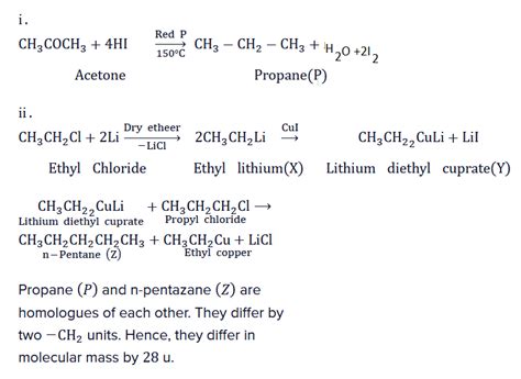 Acetone +HI xrightarrow [150 ° C]Red PP Ethyl chloride +2Li xrightarrow ...
