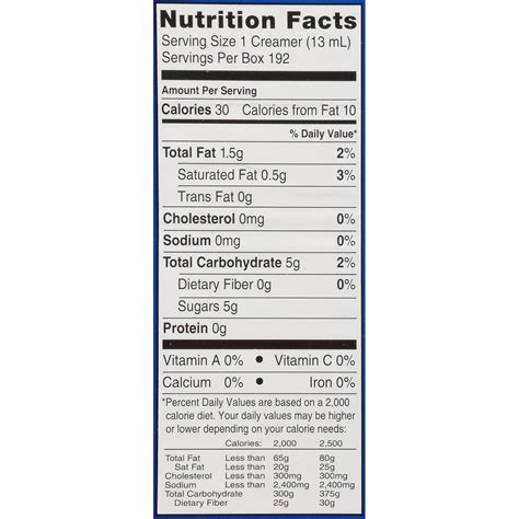 International Delight Half And Creamer Singles Nutrition Facts | Besto Blog