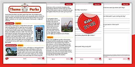 Theme Parks Reading Comprehension [Kids, B1-B2]