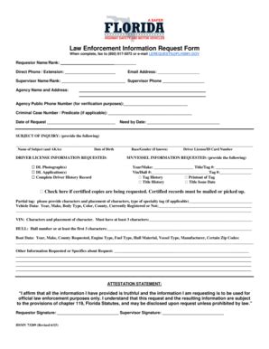 Fillable Online flhsmv Law Enforcement Information Request Form ...