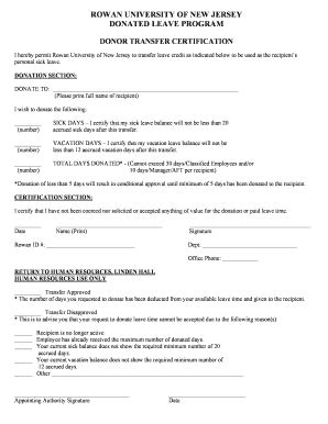 Fillable Online rowan Donor Transfer Form - Rowan University Fax Email ...