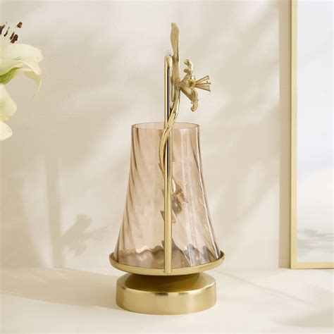 Buy Amara Ava Glass and Aluminium Spiral Hurricane Candle Holder from ...