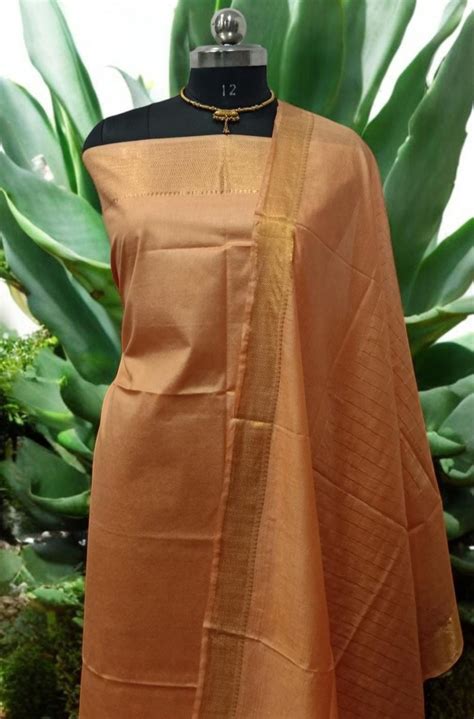 Mangalgiri Zari Border 3pc Cotton Silk Salwar Suit - Leheriya.com