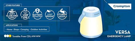 Crompton Versa 5W LED Rechargeable Lantern|360 Degree Surround Light ...