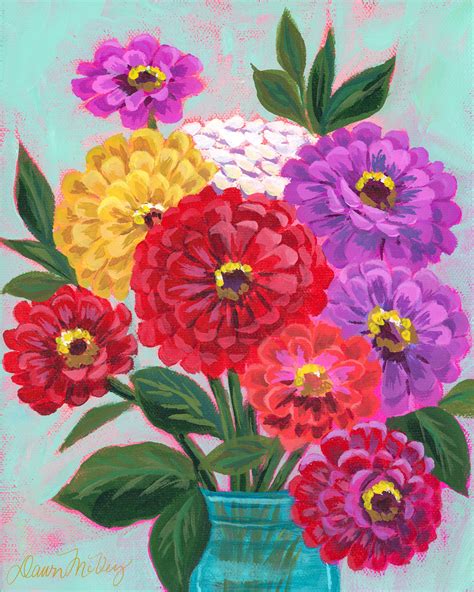 Painting Of Zinnias