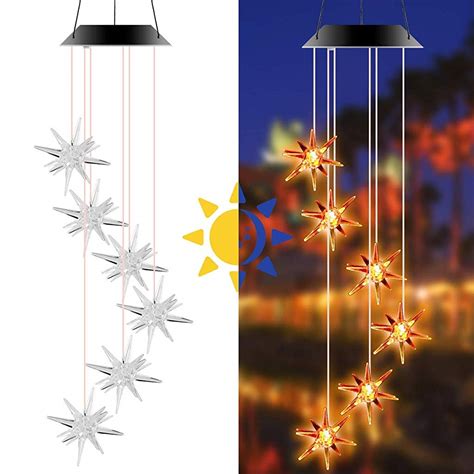 HASTHIP Outdoor Solar Wind Chime Star LED Lights Color Changing ...