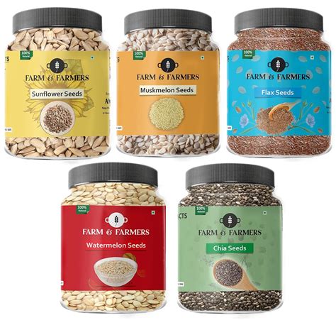 Farm & Farmers Healthy Seeds Combo Pack of Sunflower Seeds, Muskmelon ...