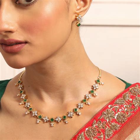 Buy Tarinika's Floral Opulence CZ Necklace Set | Indian jewellery ...