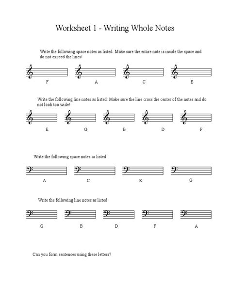 Image result for WholeNote Worksheet