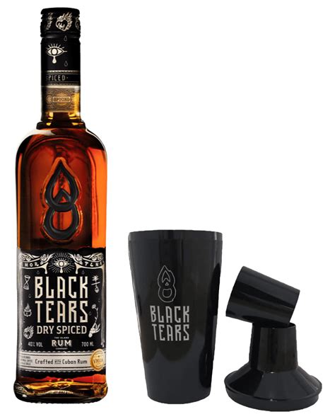 Buy The Island Rum Company Black Tears Dry Spiced Rum 700ml With Home Cocktail Shaker Online ...