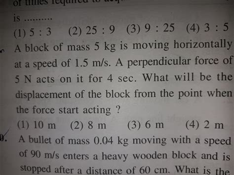 A block of mass 5kg is moving horizontally at a speed of 1.5m/s.A ...
