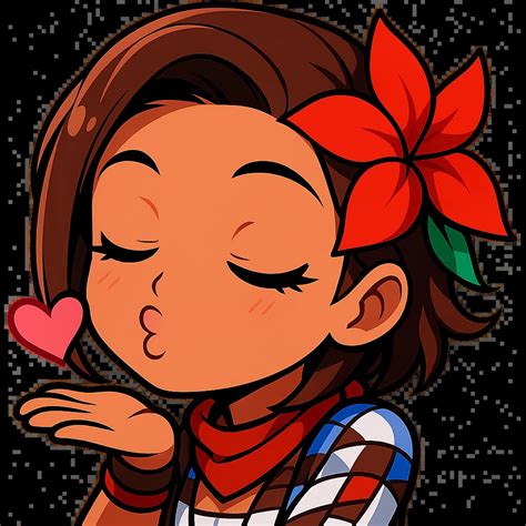 Azucena from Tekken 8 in chibi sticker style, blowing a kiss with a ...