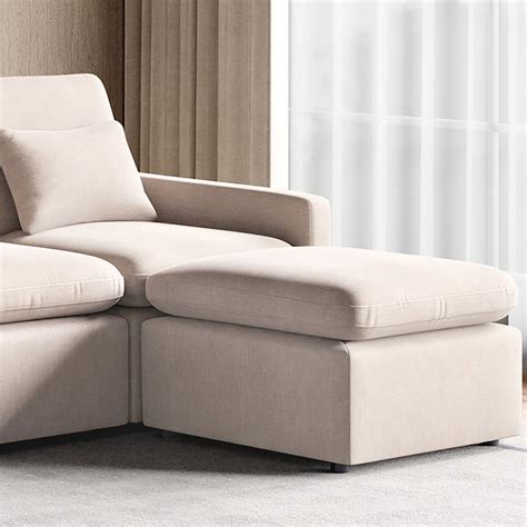 Buy Nolan Fabric 4-Seater Sofa with Ottoman - Beige from Home Centre at ...