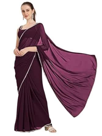 Rensa Designer Georgette Saree with Fancy Mirror Lace Border ...