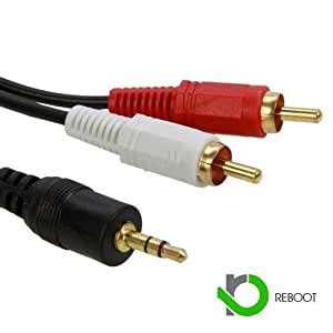 Buy Reboot Audio Y Cable Splitter 1-Mini Plug, 2-RCA Plugs - Black ...