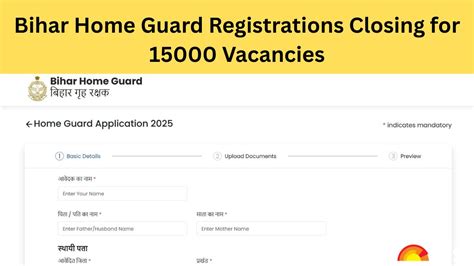 Bihar Home Guard Registration 2025 Closing Today for 15000 Posts: Apply ...